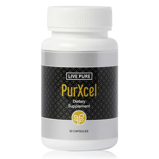 PURE PurXcel bottle front view with capsules for skin and joint support.