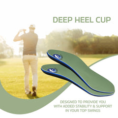 Pure Stride Golf Orthotics bottom shell provides durable reinforcement.