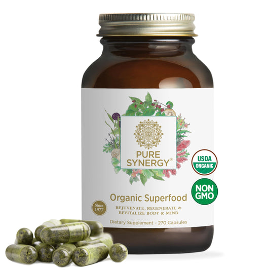 PURE SYNERGY bottle front view for energy and vitality
