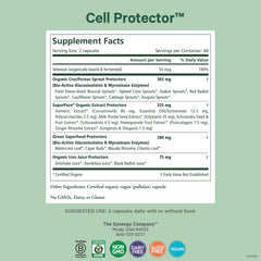 PURE SYNERGY Cell Protector capsules close-up showing plant-based antioxidants.