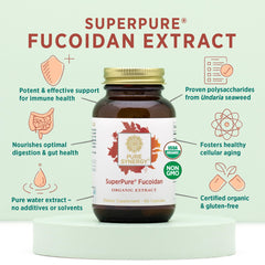 Close-up of Pure Synergy label highlighting organic certification and gluten-free formula.