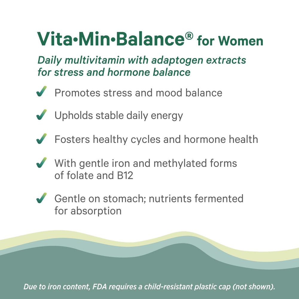 Pure Synergy Vita-Min-Balance daily-use image emphasizing easy two-tablet routine