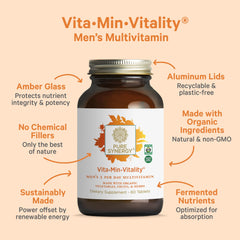 Vita·Min·Vitality label close-up highlighting organic ingredients
