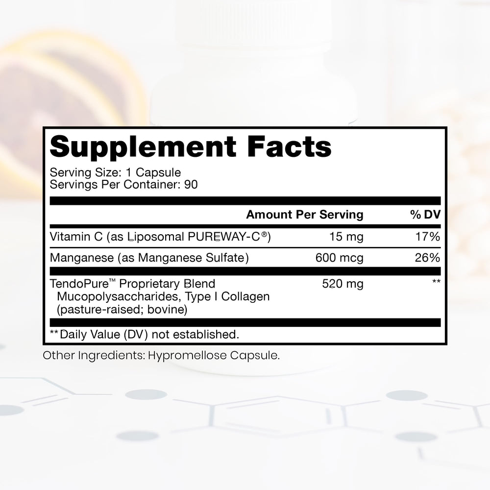 Pure Therapro Rx Acute Injury capsules shown for easy daily dosing and tendon support.