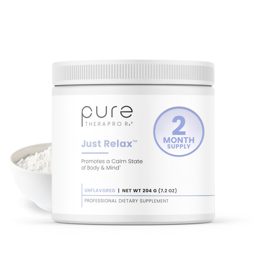 Pure Therapro Rx Just Relax bottle front promotes a calm, balanced mood.