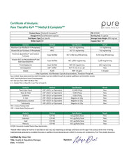 Pure Therapro Rx Methyl B Complete dosage card with info