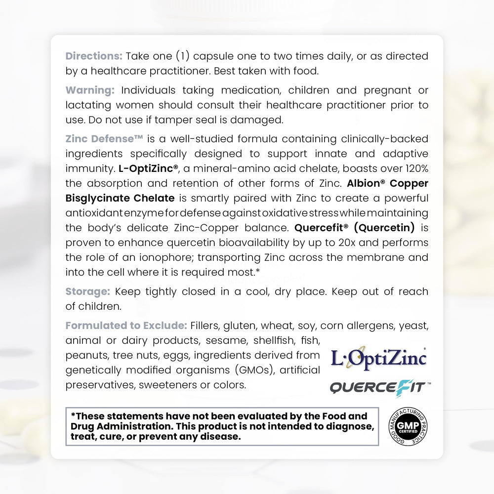 Pure Therapro Rx Zinc Defense ingredient graph highlighting copper-zinc balance