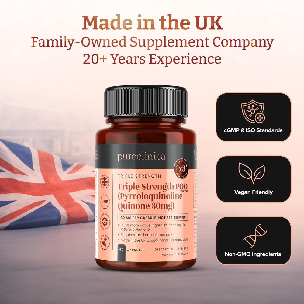 PureClinica PQQ vegan capsules arranged for plant-based formulation