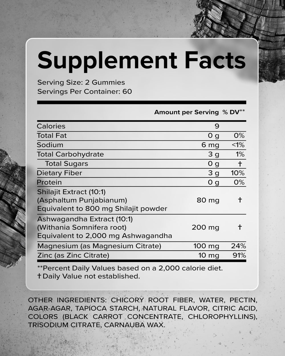 PURECRAFT Himalayan Shilajit Gummies bottle closeup showcases 800mg formula for potent mineral support.