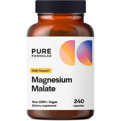 PureFormulas magnesium malate capsules bottle front for energy support