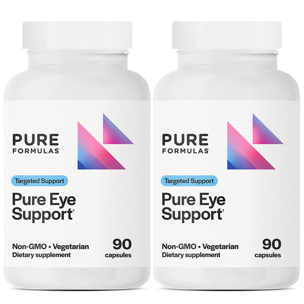 PureFormulas Pure Eye Support bottle shows capsule count for daily eye health.