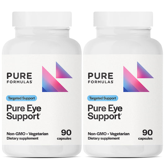 PureFormulas Pure Eye Support bottle shows capsule count for daily eye health.