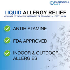 US-made allergy relief bottle highlighting GMP quality