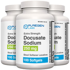 Puregen Labs Docusate Sodium bottle front with clear labeling for easy daily use