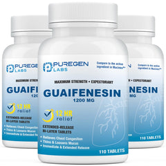 Puregen Labs Mucus Relief bottle pour for daytime, non-drowsy relief