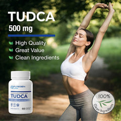Puregen Labs Tudca bottle on a clean shelf display.