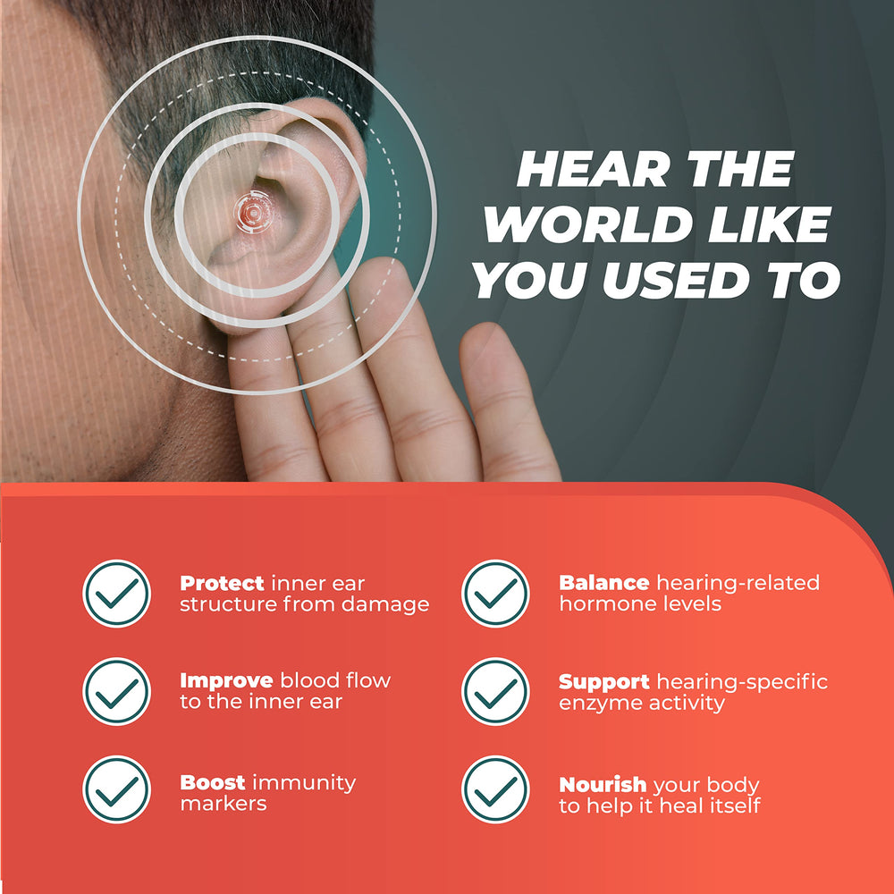 PureHealth Research Hearing Support bottle side view for convenient dosing