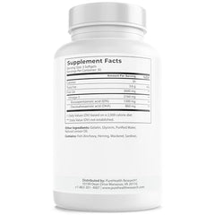 PUREHEALTH RESEARCH omega-3 softgels close-up showing smooth capsules for convenient daily use.