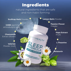 PUREHEALTH RESEARCH Sleep Formula on nightstand scene conveys calm nights and fresh mornings.