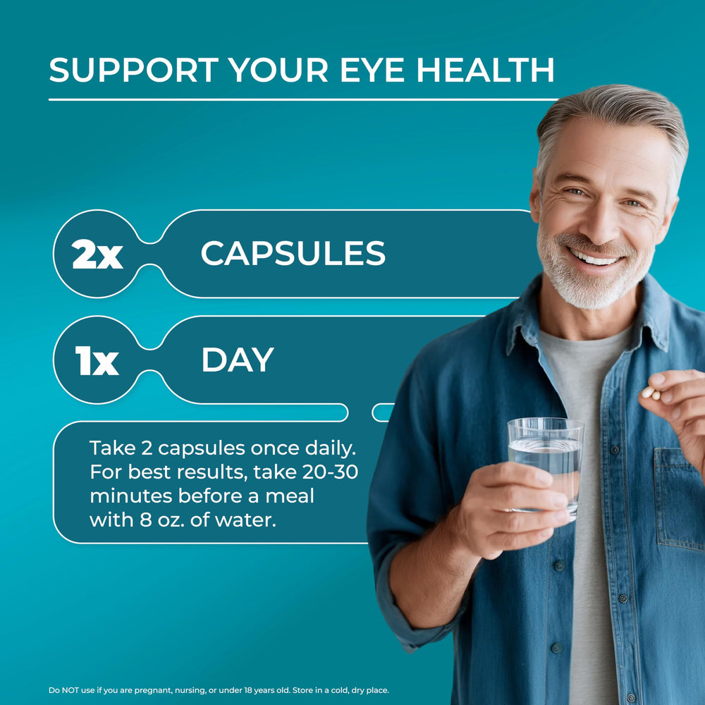 Zinc citrate and copper minerals included for retinal nutrition and function