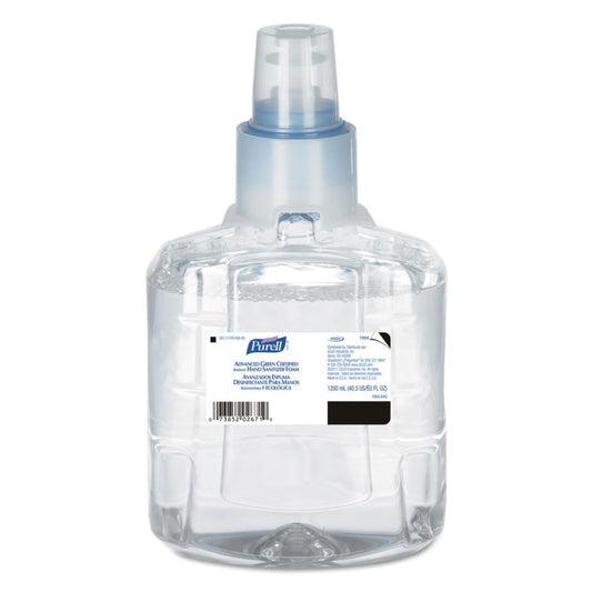 Purell LTX-12 foam refill bottle with clear packaging for easy fill-level checks.