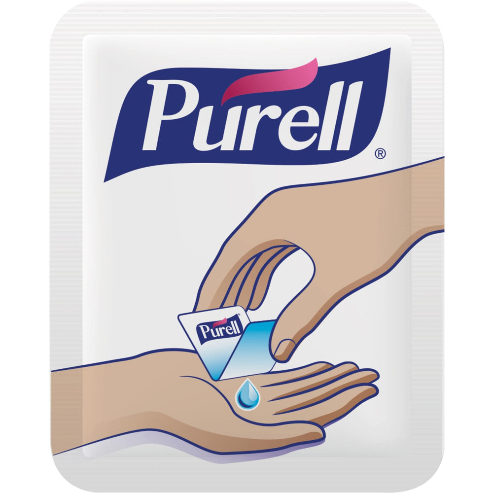 Purell SINGLES used with one hand for quick sanitizing.