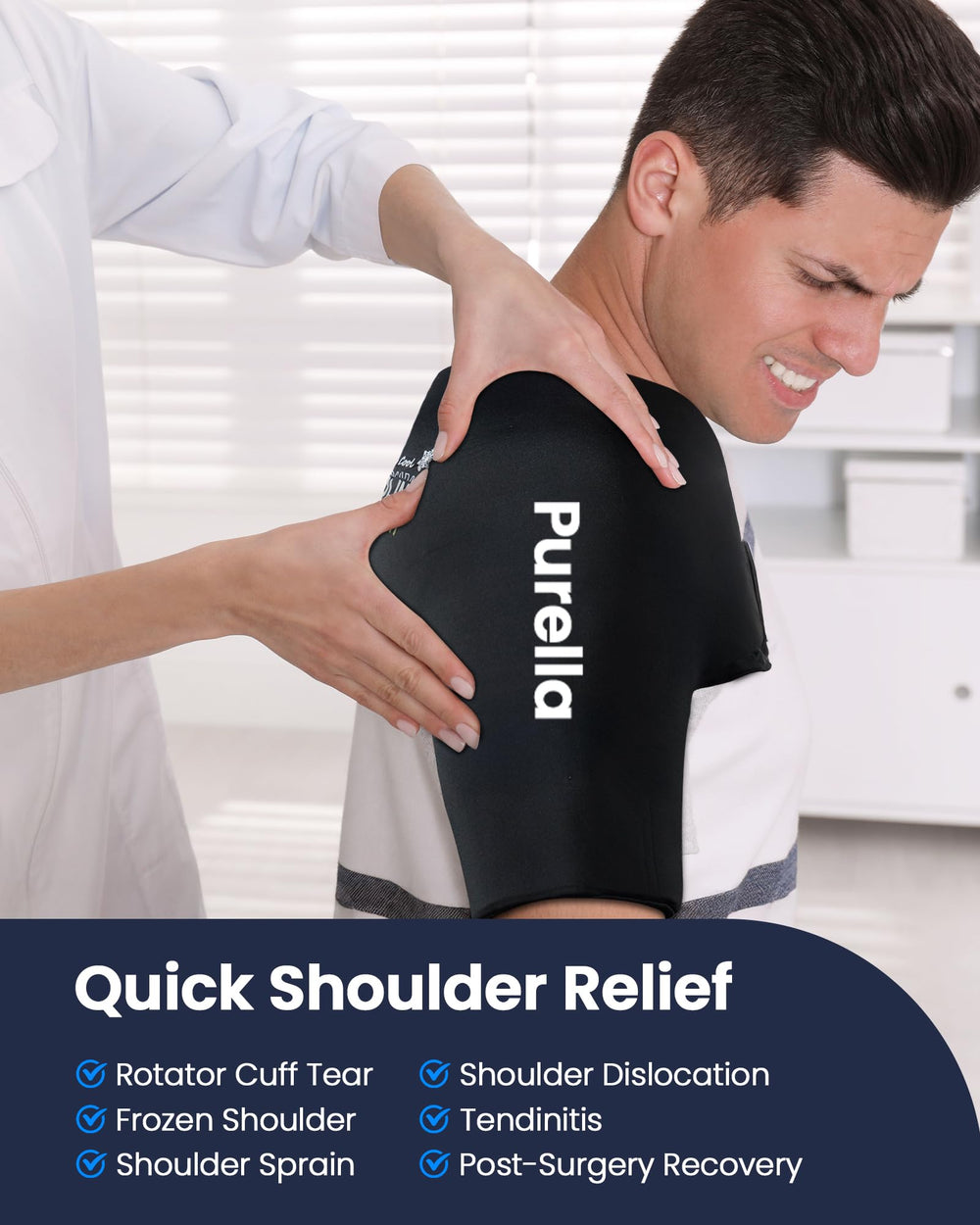 Purella ice pack secure strap system keeps wrap in place