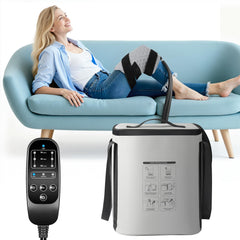 Purella knee therapy pad in use for targeted cooling relief at home