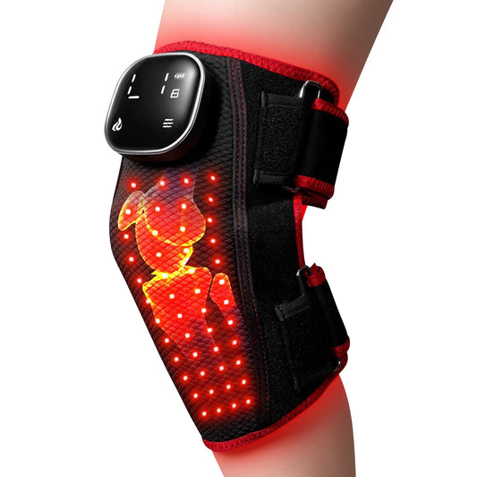 Purella red light knee wrap front view showing portable joint comfort.