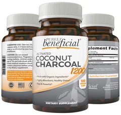 PURELY beneficial activated charcoal bottle front for digestive support