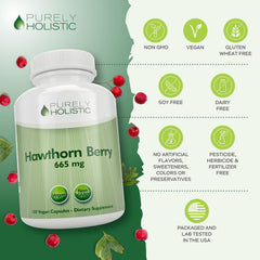 Made in the USA Purely Holistic Hawthorn Berry bottle signals quality.