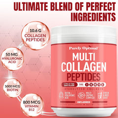 Purely Optimal collagen powder in smoothie for radiant hydration and strength