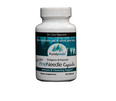 PURELY WILD Dr. Cass Ingram pine needle capsules bottle signaling potential immune support.
