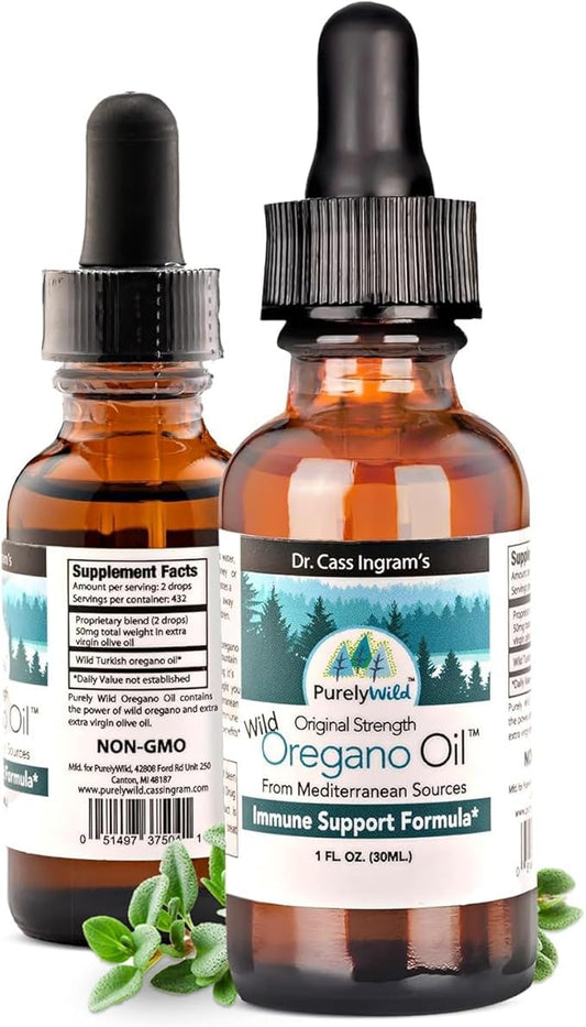 Purely Wild Oregano Oil bottle with olive oil base supports daily wellness