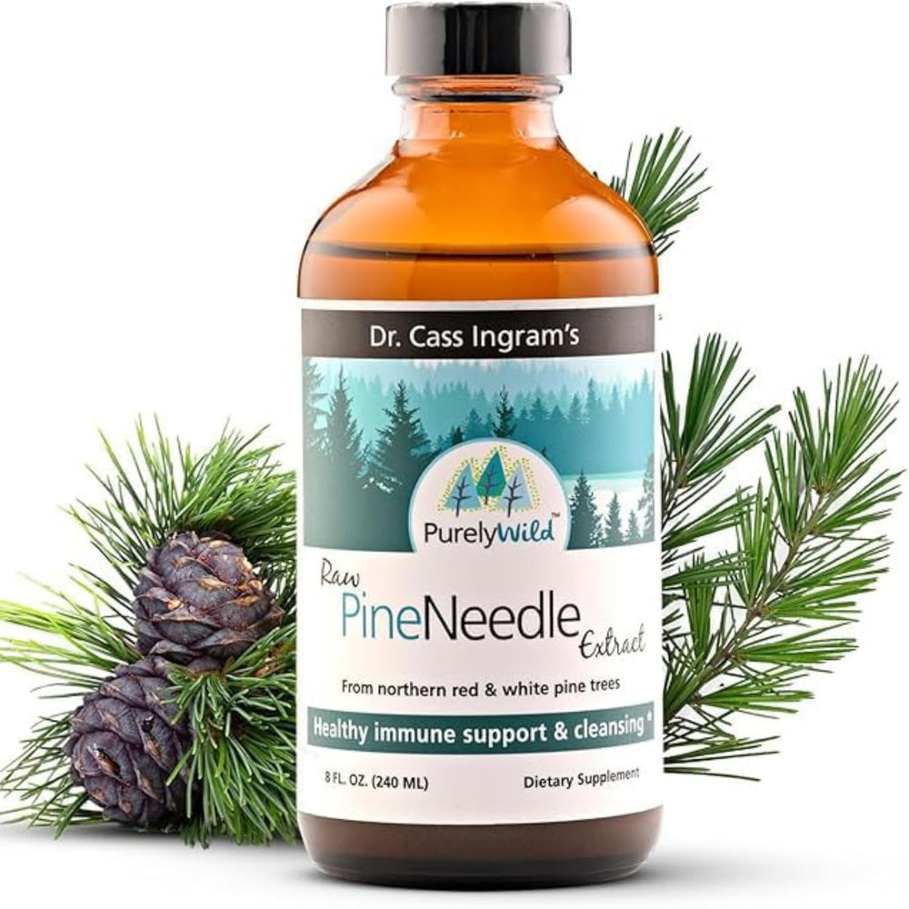 Purely Wild pine needle extract bottle showing full-spectrum liquid for daily wellness