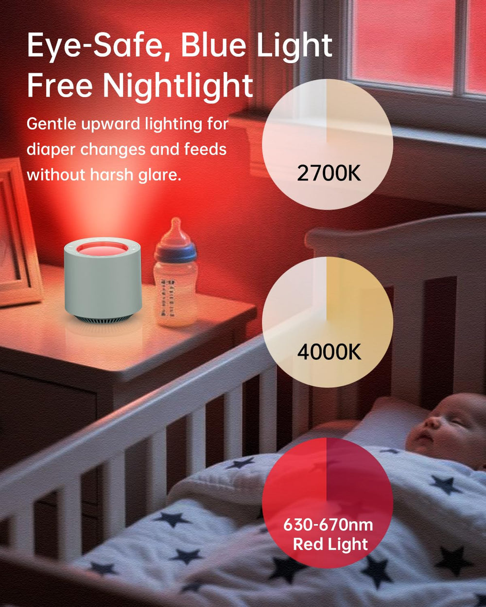 PureNurt Sleep Soother red light view illustrating calming bedtime support