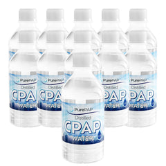 PurePAP distilled water 12oz bottle pack for CPAP and travel