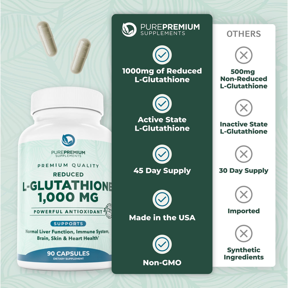 PurePremium glutathione bottle on desk suggesting easy daily use