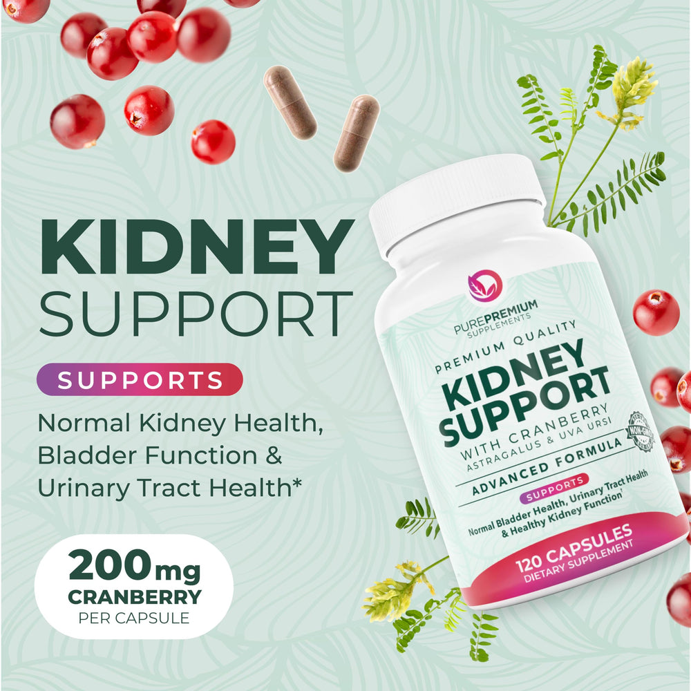 PurePremium Kidney Support packaging box highlighting a natural herbal blend.