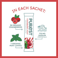 Purest Electrolyte organic cranberry dried fruit close-up highlighting natural ingredients.