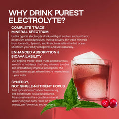 Purest Electrolyte zero sugar label close-up for clean, organic electrolytes.
