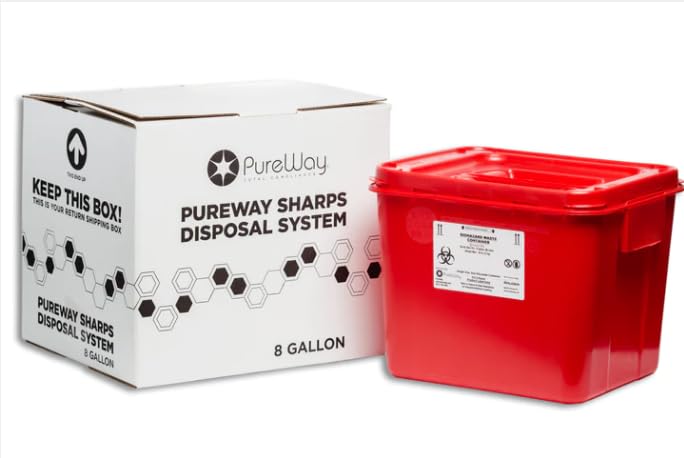 PureWay MailBack 8-gallon sharps container for safe at-home disposal and transport.