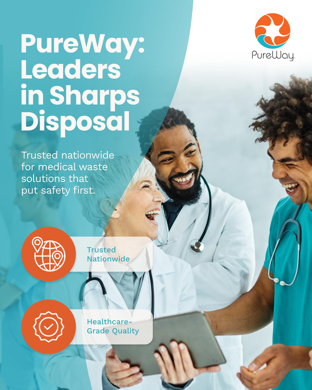 PureWay USA-made logo indicating quality assurance for sharps disposal.