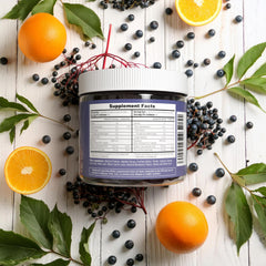 Purify Life Elderberry Gummies zinc and vitamin C close-up suggesting immune and respiratory benefits.