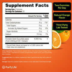 Purify Life immune support gummies featuring pumpkin seed oil.