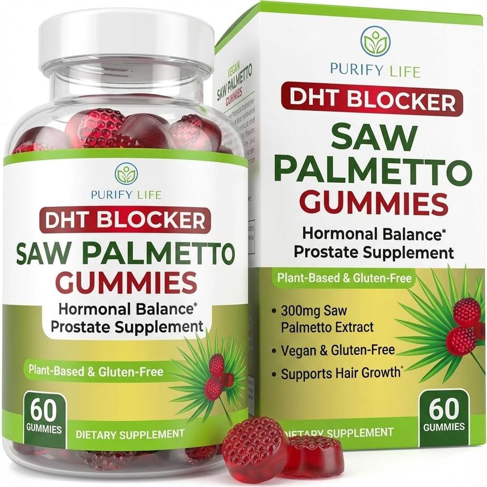 Purify Life sugar-free saw palmetto gummies bottle front for daily wellness support