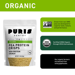 PURIS Organic Pea Protein Crisps keto-friendly crunch for low-carb meals.