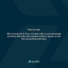 Meal replacement option using PURIST REP Whey Vanilla in a shaker.