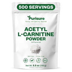 Purisure Acetyl L-Carnitine powder tub front for energy support.