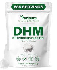 Purisure DHM powder bottle front, premium wellness support for daily use.